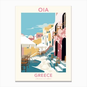 Oia, Greece, Flat Pastels Tones Illustration 1 Poster Canvas Print