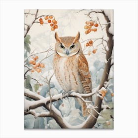 Winter Bird Painting Eastern Screech Owl 3 Canvas Print