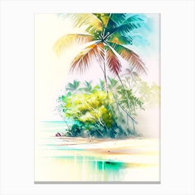 Rarotonga Cook Islands Watercolour Pastel Tropical Destination Canvas Print