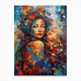 Woman With Colorful Hair 10 Canvas Print