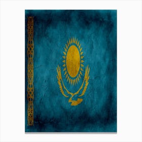 Kazakhstan Flag Texture Canvas Print