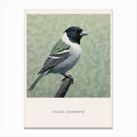 Ohara Koson Inspired Bird Painting House Sparrow 2 Poster Canvas Print