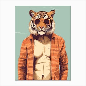 Tiger Illustrations Wearing A Beach Suit 2 Canvas Print