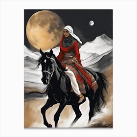 Woman Riding A Horse 6 Canvas Print