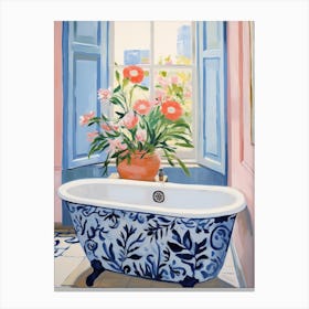 A Bathtube Full Of Snapdragon In A Bathroom 1 Canvas Print