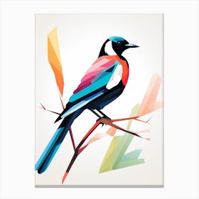 Colourful Geometric Bird Magpie 3 Canvas Print