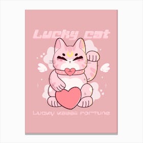 Lucky Kawaii Cat Canvas Print