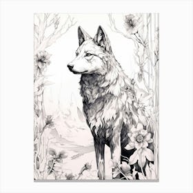 Indian Wolf Vintage Painting 3 Canvas Print