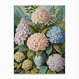 Pastel Hydrangeas In A Vase Canvas Print