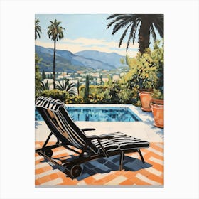 Sun Lounger By The Pool In Marbella Spain Canvas Print