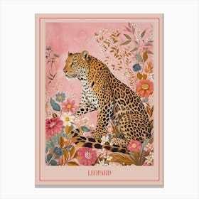Floral Animal Painting Leopard 1 Poster Canvas Print