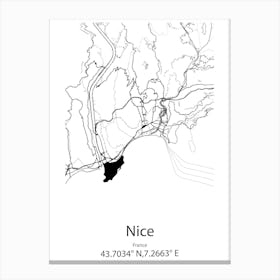 Nice,France Minimalist Map Canvas Print