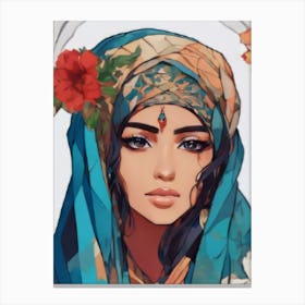 Arabic Girl abstract art High Quality Canvas Print