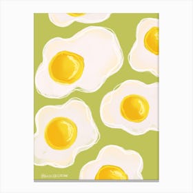 Fried Eggs Green Canvas Print