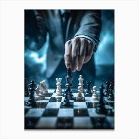 Businessman Playing Chess. Cinematic Gambit: The Chess Movie Sign-up. Canvas Print