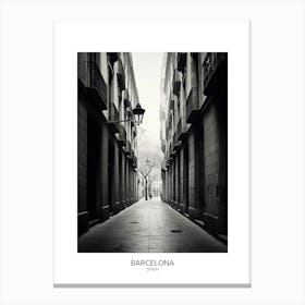 Poster Of Barcelona, Spain, Black And White Analogue Photography 1 Canvas Print