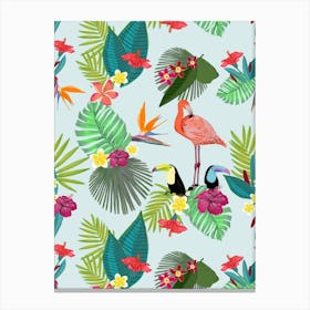 Tropical Toucan Flamingo Canvas Print