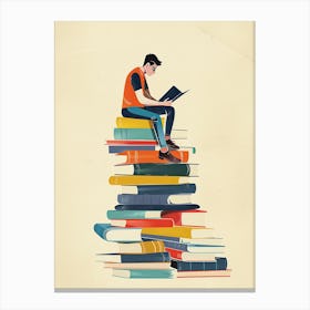 Man Reading A Book Canvas Print