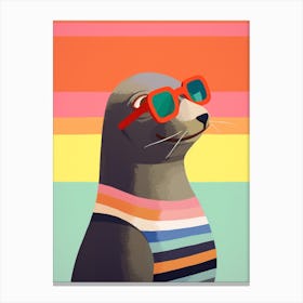 Little Sea Lion 3 Wearing Sunglasses Canvas Print