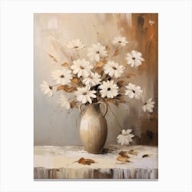 Daisy, Autumn Fall Flowers Sitting In A White Vase, Farmhouse Style 1 Canvas Print