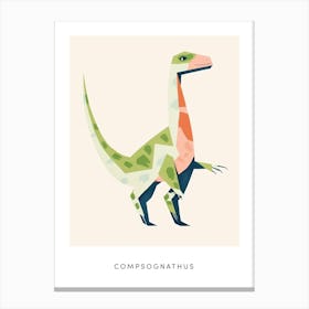 Nursery Dinosaur Art Compsognathus Poster Canvas Print