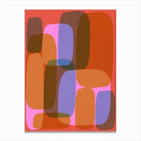 Bold Contemporary Mid Century Geometric Shapes in Orange and Purple Lavender Canvas Print