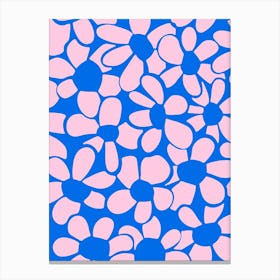 Pink and blue abstract flower art print Canvas Print