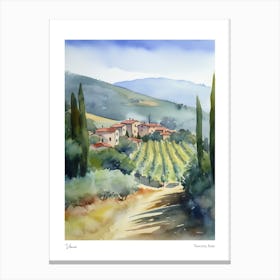 Vinci, Tuscany, Italy 2 Watercolour Travel Poster Canvas Print
