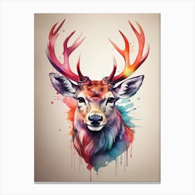 Watercolor Deer Head Canvas Print