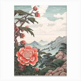 Benifuuki Japanese Tea Camellia 2 Japanese Botanical Illustration Canvas Print