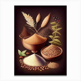 Sesame Seeds Spices And Herbs Retro Drawing 3 Canvas Print