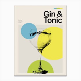Mid Century Gin And Tonic Cocktail Canvas Print