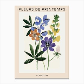 Spring Floral French Poster  Aconitum 4 Canvas Print