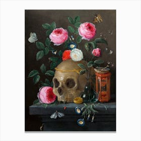 Vanitas Skull And Rose Still Life; Jan Van Kessel Canvas Print
