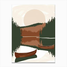 Canoes On The Lake Canvas Print