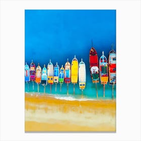 Colorful Boats On The Beach Canvas Print