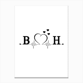 Personalized Couple Name Initial B And H Monogram Canvas Print