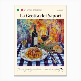 La Grotta Dei Sapori Trattoria Italian Poster Food Kitchen Canvas Print