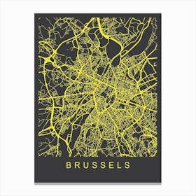 Brussels Map Neon Canvas Print