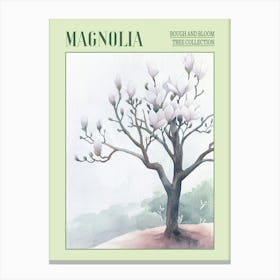 Magnolia Tree Atmospheric Watercolour Painting 3 Poster Canvas Print