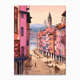 Santander Spain 1 Vintage Pink Travel Illustration Canvas Print