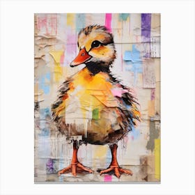 Fun Duckling Collage Mixed Media 1 Canvas Print