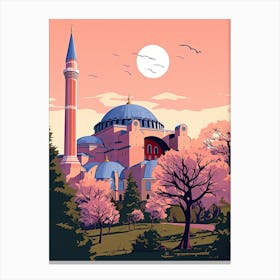 Hagia Sophia   Istanbul, Turkey   Cute Botanical Illustration Travel 2 Canvas Print