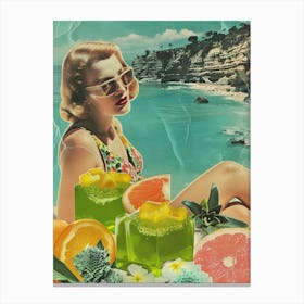 Green Jelly Retro Collage 3 Canvas Print