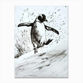Emperor Penguin Sliding On Ice 1 Canvas Print
