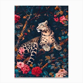 Leopard And Roses Canvas Print