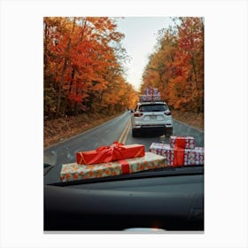 Christmas Tree On A Road Canvas Print