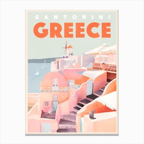 Vintage Travel Santorini Greece Canvas Print