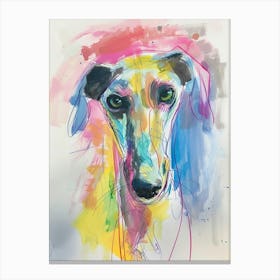 Colourful Gouache Saluki Dog Painting Canvas Print