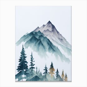 Mountain And Forest In Minimalist Watercolor Vertical Composition 230 Canvas Print